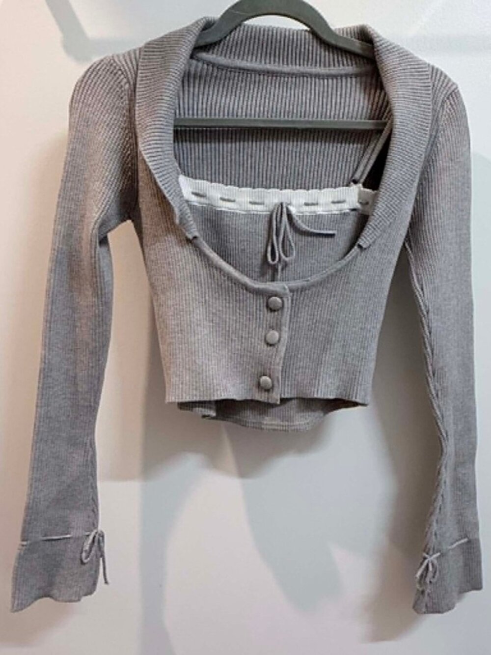 Rib Knit Cardigan & Cami Set